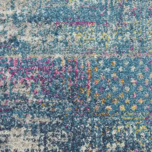 Photo of Blue Distressed Medallion Runner Rug