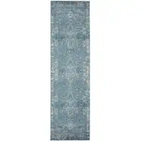 Photo of Blue Distressed Medallion Runner Rug