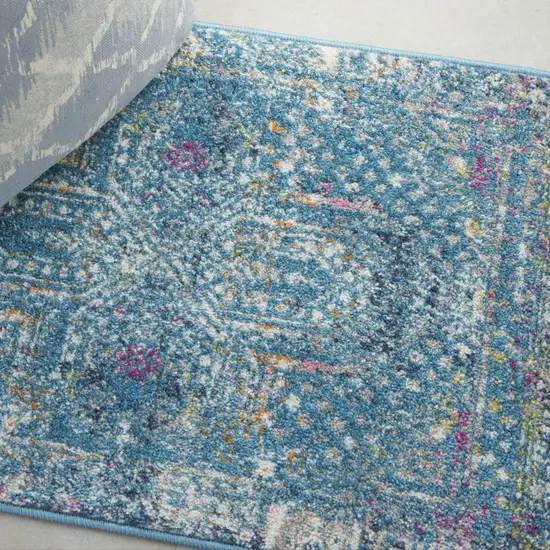 Blue Distressed Medallion Scatter Rug Photo 4