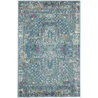 Photo of Blue Distressed Medallion Scatter Rug