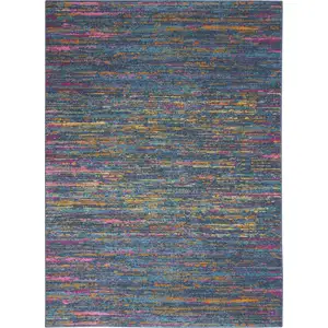 Photo of Blue Distressed Striations Area Rug