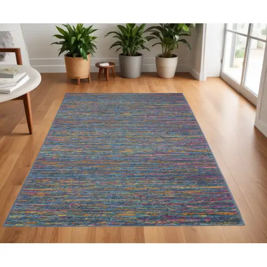 Blue Distressed Striations Area Rug Photo 1