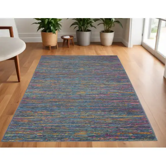 Blue And Orange Abstract Distressed Area Rug Photo 2