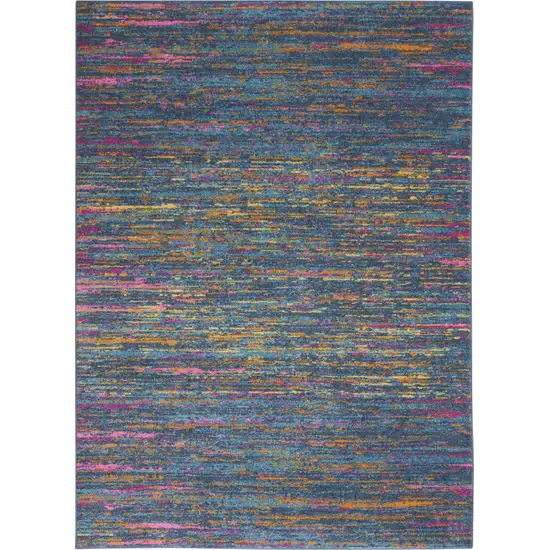 Blue Distressed Striations Area Rug Photo 9