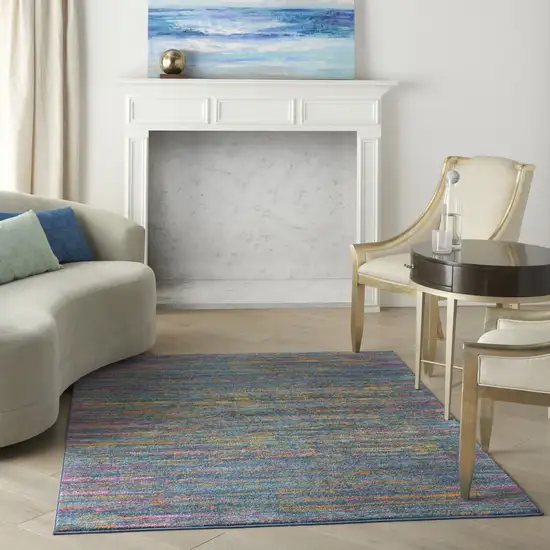 Blue Distressed Striations Area Rug Photo 6