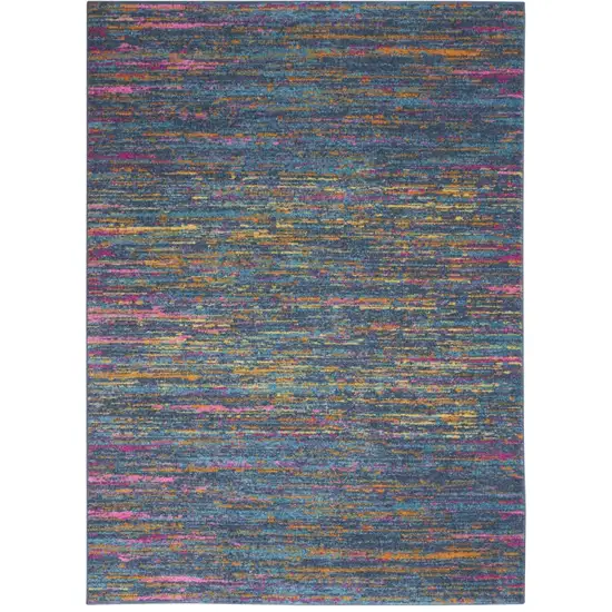 Blue And Orange Abstract Distressed Area Rug Photo 1