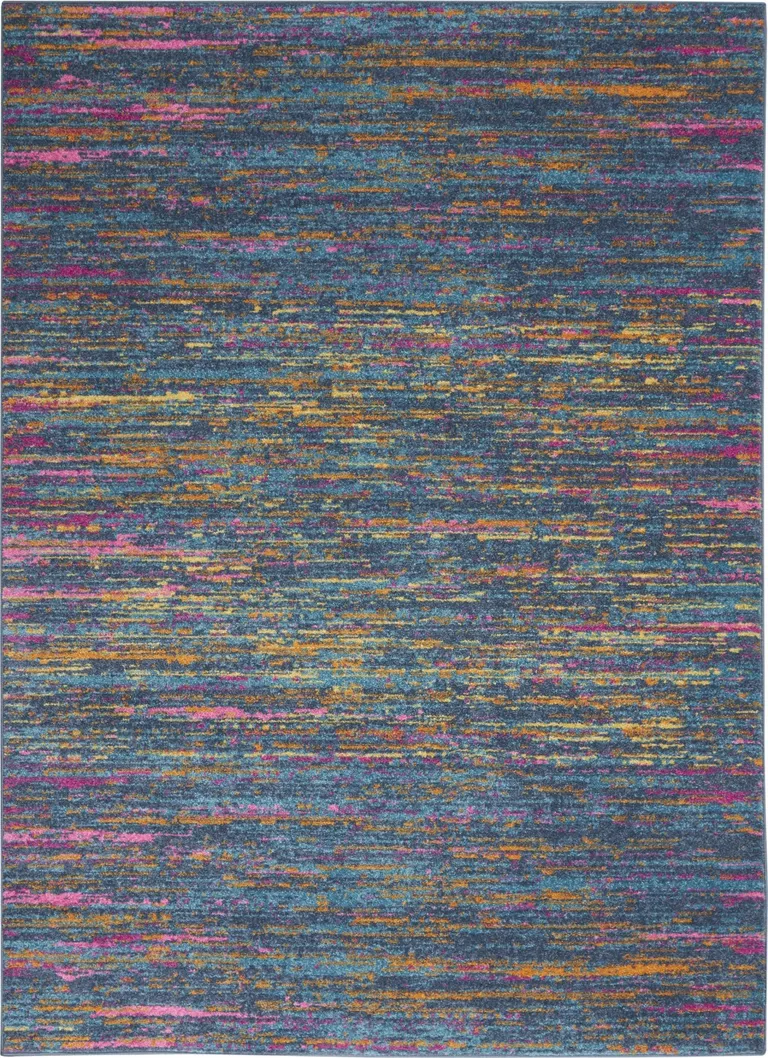 Blue Distressed Striations Area Rug Photo 1