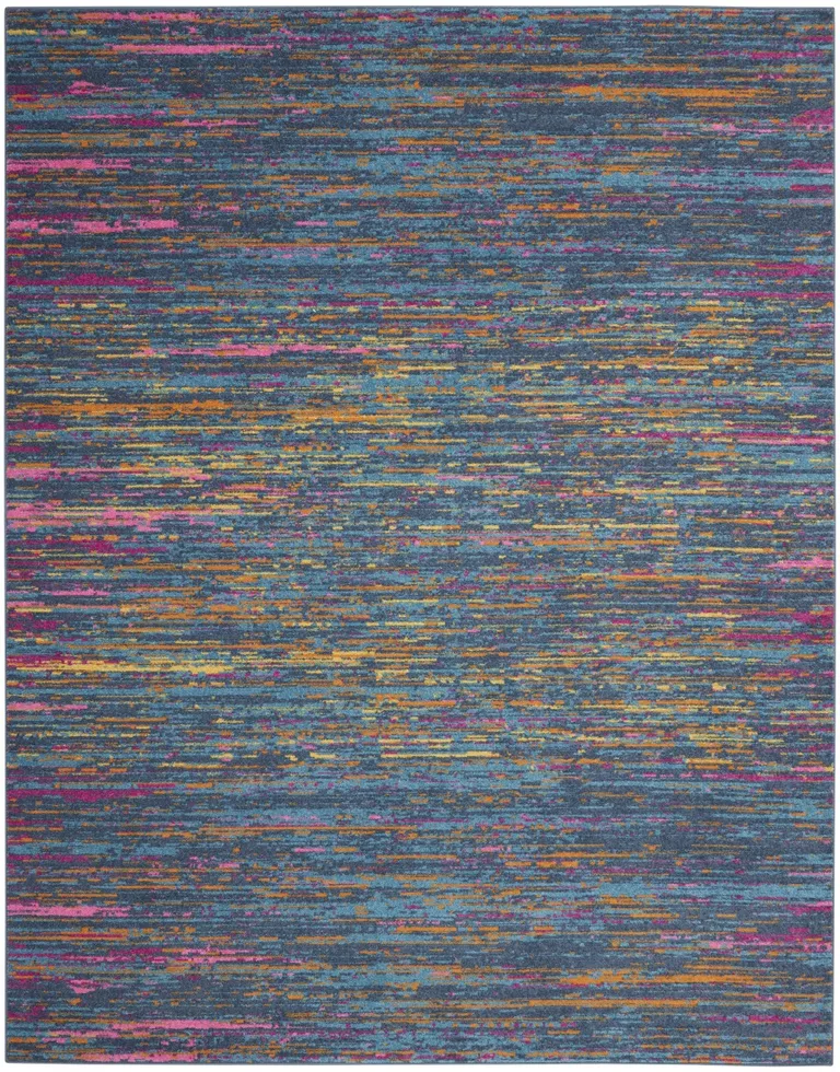 Blue Distressed Striations Area Rug Photo 1