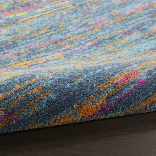 Blue Distressed Striations Scatter Rug Photo 3