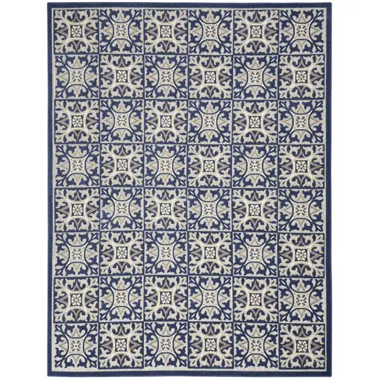 Blue Fleur De Lis Stain Resistant Non Skid Area Rug Photo 1