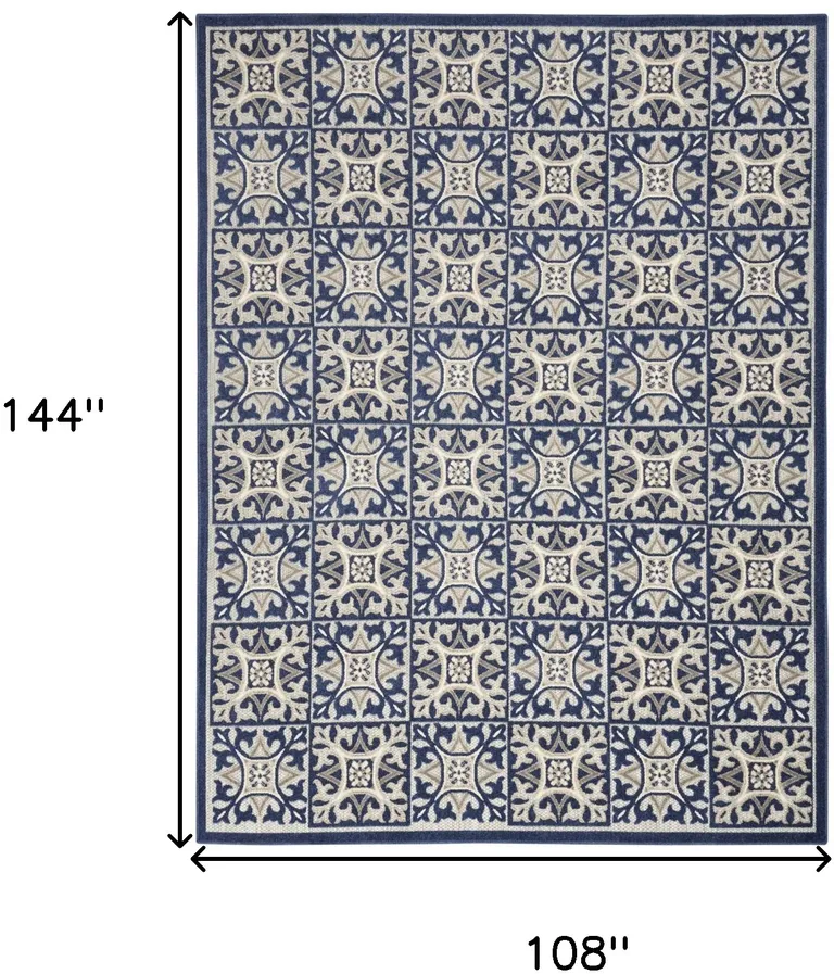 Blue Fleur De Lis Stain Resistant Non Skid Area Rug Photo 5