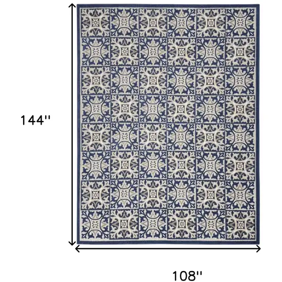 Blue Fleur De Lis Stain Resistant Non Skid Area Rug Photo 5