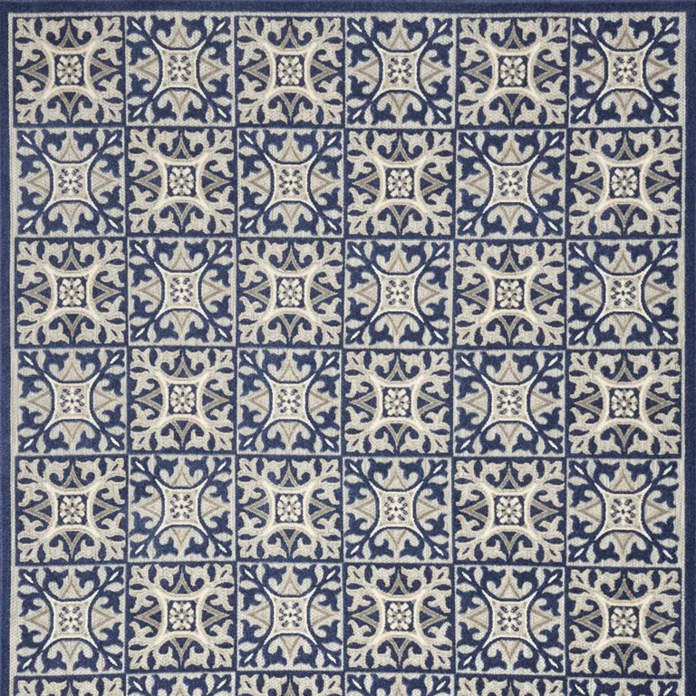 Blue Fleur De Lis Stain Resistant Non Skid Area Rug Photo 4