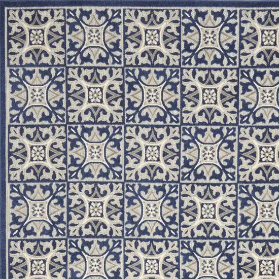 Blue Fleur De Lis Stain Resistant Non Skid Area Rug Photo 3