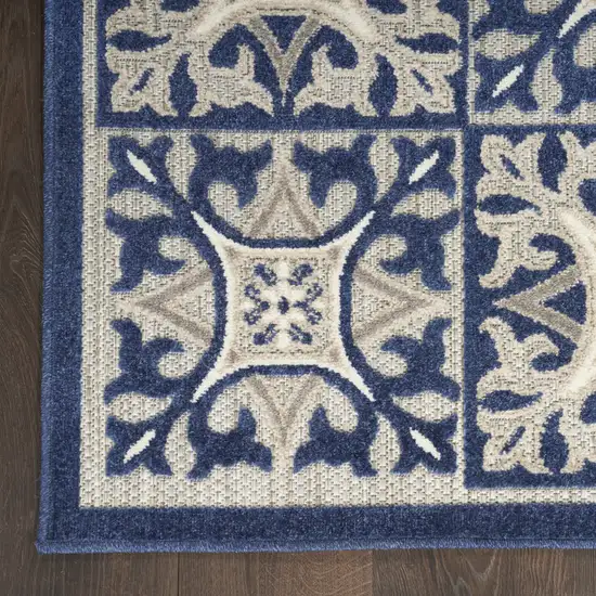 Blue Fleur De Lis Stain Resistant Non Skid Area Rug Photo 9