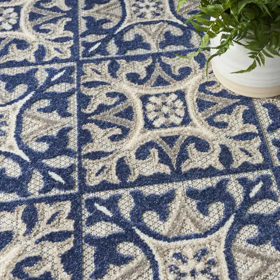 Blue Fleur De Lis Stain Resistant Non Skid Area Rug Photo 8