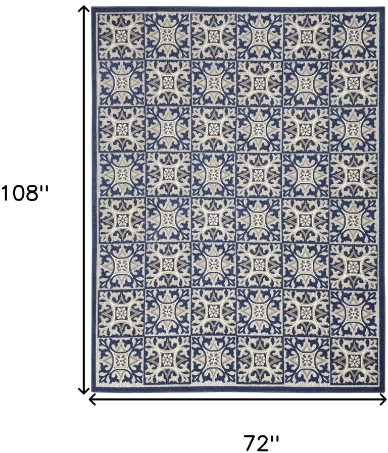 Blue Fleur De Lis Stain Resistant Non Skid Area Rug Photo 5