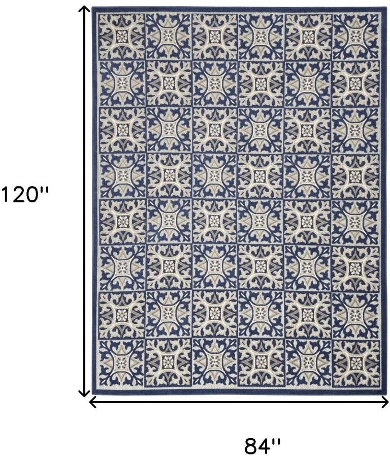 Blue Fleur De Lis Stain Resistant Non Skid Area Rug Photo 5