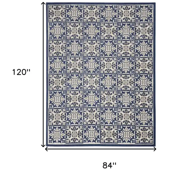 Blue Fleur De Lis Stain Resistant Non Skid Area Rug Photo 5