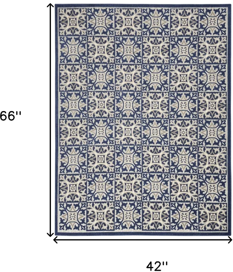 Blue Fleur De Lis Stain Resistant Non Skid Area Rug Photo 5