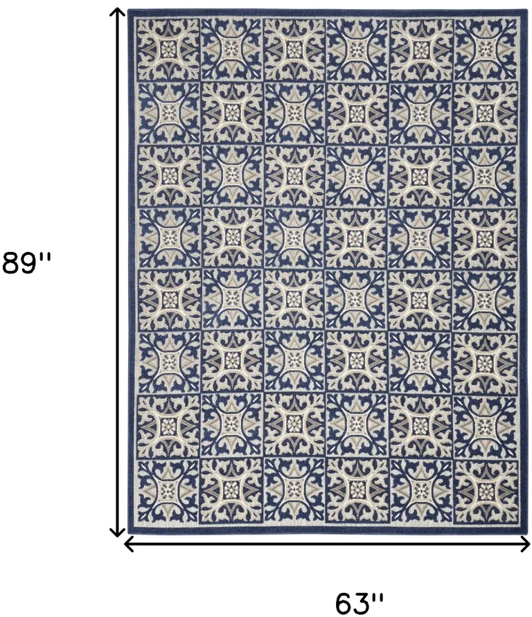 Blue Fleur De Lis Stain Resistant Non Skid Area Rug Photo 5