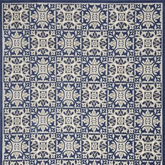 Blue Fleur De Lis Stain Resistant Non Skid Area Rug Photo 4