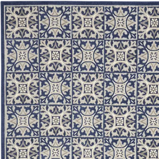 Blue Fleur De Lis Stain Resistant Non Skid Area Rug Photo 3