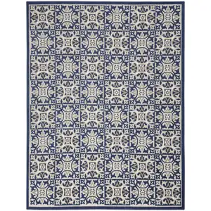 Photo of Blue Fleur De Lis Stain Resistant Non Skid Area Rug