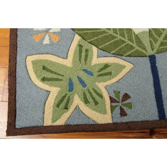 Blue Floral Hand Carved Handmade Area Rug Photo 5