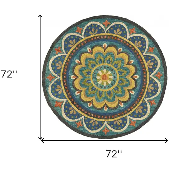 Blue Floral Mandala Area Rug Photo 10