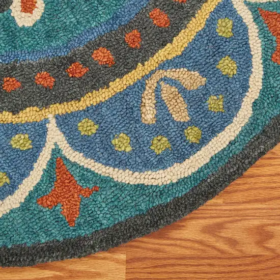 Blue Floral Mandala Area Rug Photo 6