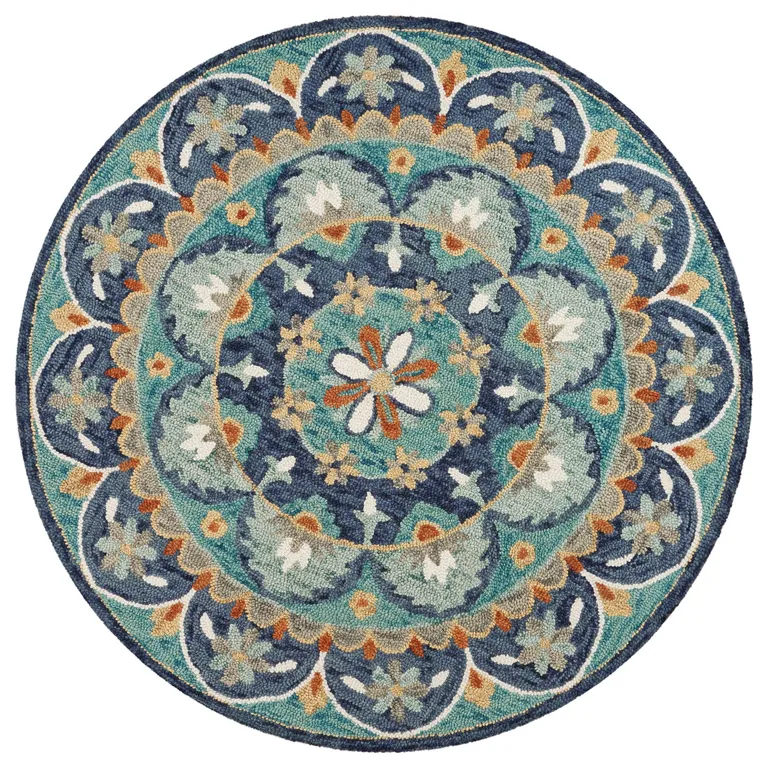 Blue Floral Mandala Area Rug Photo 1