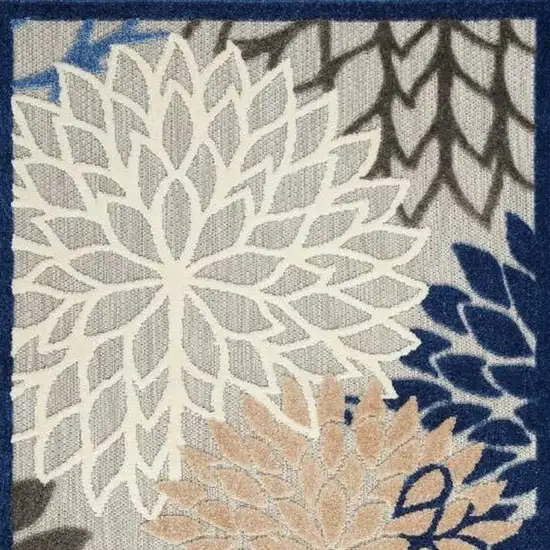 Blue Floral Non Skid Indoor Outdoor Area Rug Photo 4