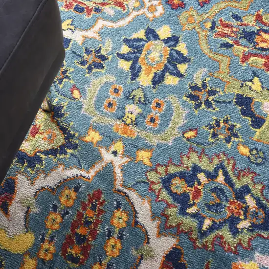 Blue Floral Power Loom Area Rug Photo 6