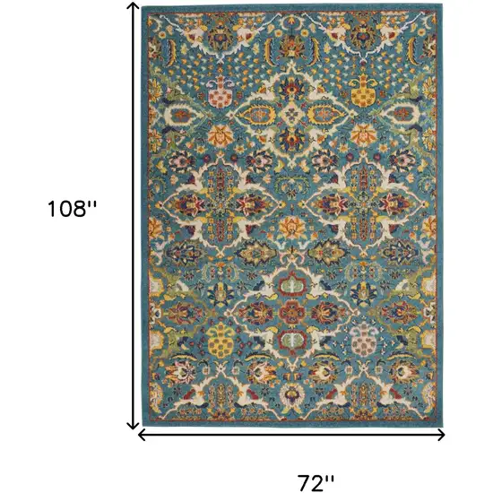 Blue Floral Power Loom Area Rug Photo 9