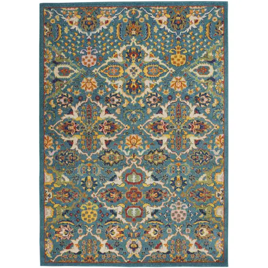 Blue Floral Power Loom Area Rug Photo 1