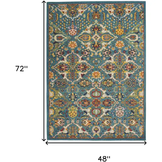 Blue Floral Power Loom Area Rug Photo 9