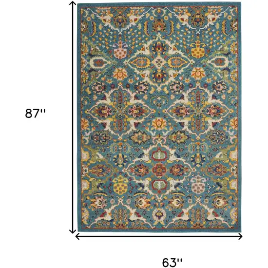 Blue Floral Power Loom Area Rug Photo 3