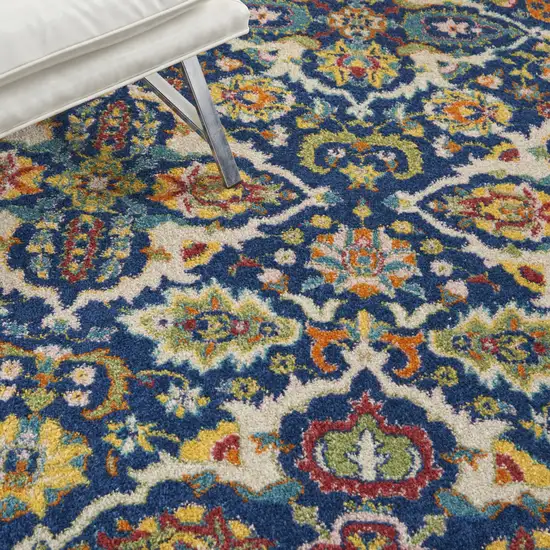 Blue Floral Power Loom Area Rug Photo 6