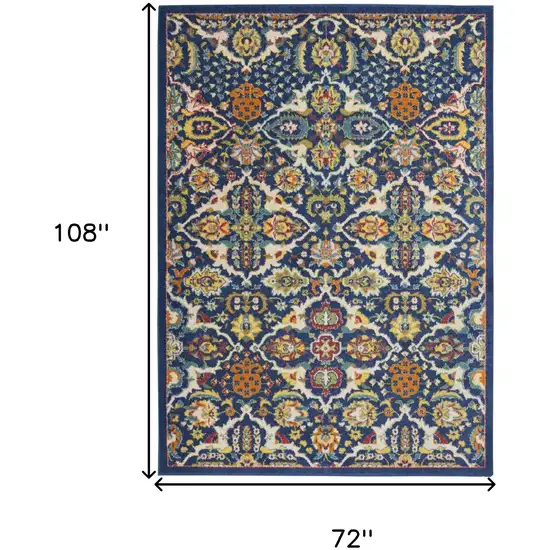 Blue Floral Power Loom Area Rug Photo 9