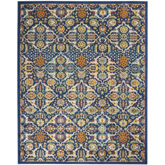 Blue Floral Power Loom Area Rug Photo 1