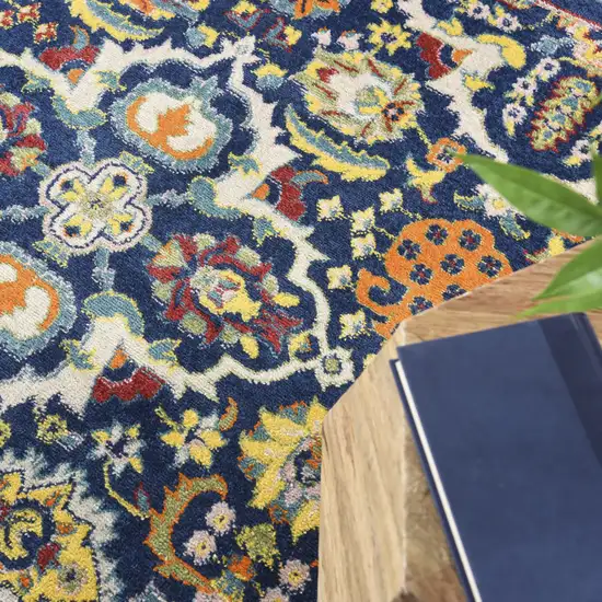 Blue Floral Power Loom Area Rug Photo 6