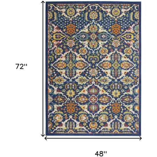 Blue Floral Power Loom Area Rug Photo 9