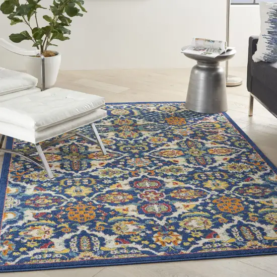 Blue Floral Power Loom Area Rug Photo 7