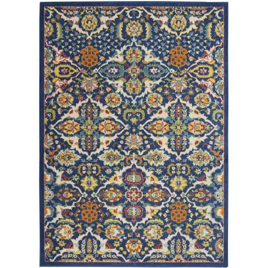 Blue Floral Power Loom Area Rug Photo 1