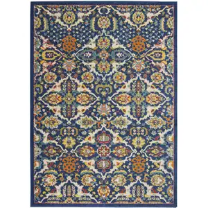 Photo of Blue Floral Power Loom Area Rug