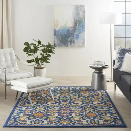 Blue Floral Power Loom Area Rug Photo 8