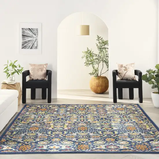 Blue Floral Power Loom Area Rug Photo 8