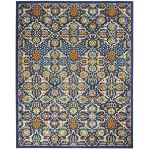 Photo of Blue Floral Power Loom Area Rug