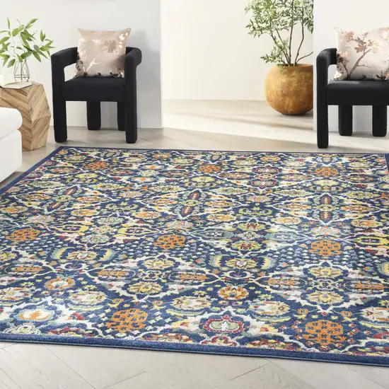 Blue Floral Power Loom Area Rug Photo 7